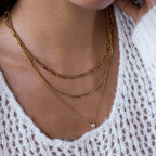 18K Gold Day Dream Dainty Pendant Paperclip Chain Layered Necklace Set
