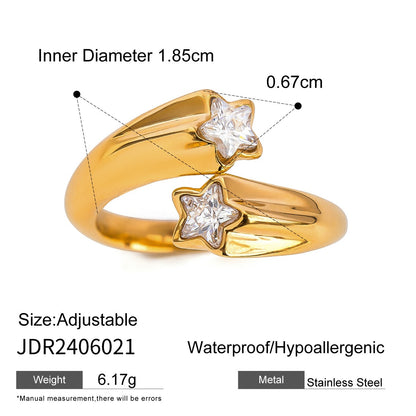 18K Gold Star Bejeweled Ring