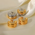 18K Gold Ribbed Chunky Huggie Earrings