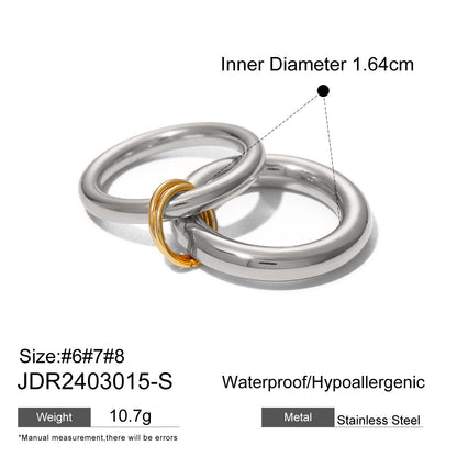 18K Gold Two Tone Connected Multi Layers Spinelli Stacking Rings