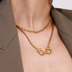 18K Gold Cuffed Pendant Statement Necklace