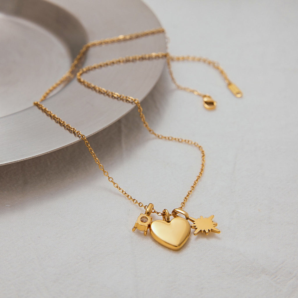 18K Gold Mom Heart Charm Necklace