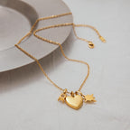 18K Gold Mom Heart Charm Necklace