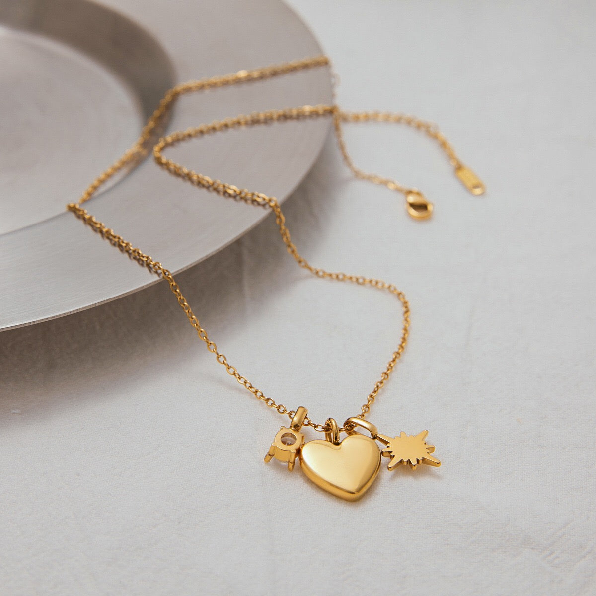 18K Gold Mom Heart Charm Necklace