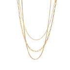 18K Gold Paperclip Box Chain Layered Necklace