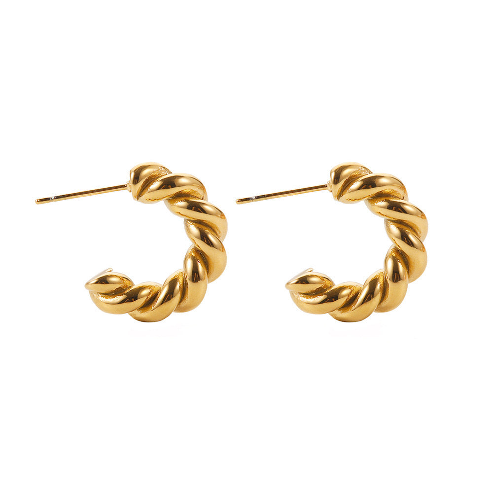 18K Gold Twisted Huggie Earrings