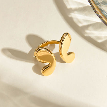 18K Gold Puffy Butterfly Wings Statement Cuff Ring