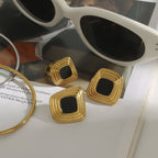 18K Gold Golden Age Black Onyx Statement Stud Earrings