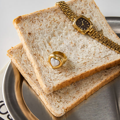 18K Gold Pearl Heart Statement Ring