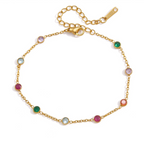18K Gold Sweet Spark Dainty Chain Color Gem Bracelet Stack