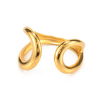 18K Gold Unique Wave Cuff Ring