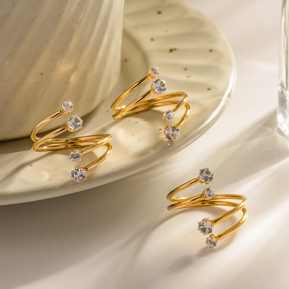 18K Gold Wandering Stars Cuff Ring