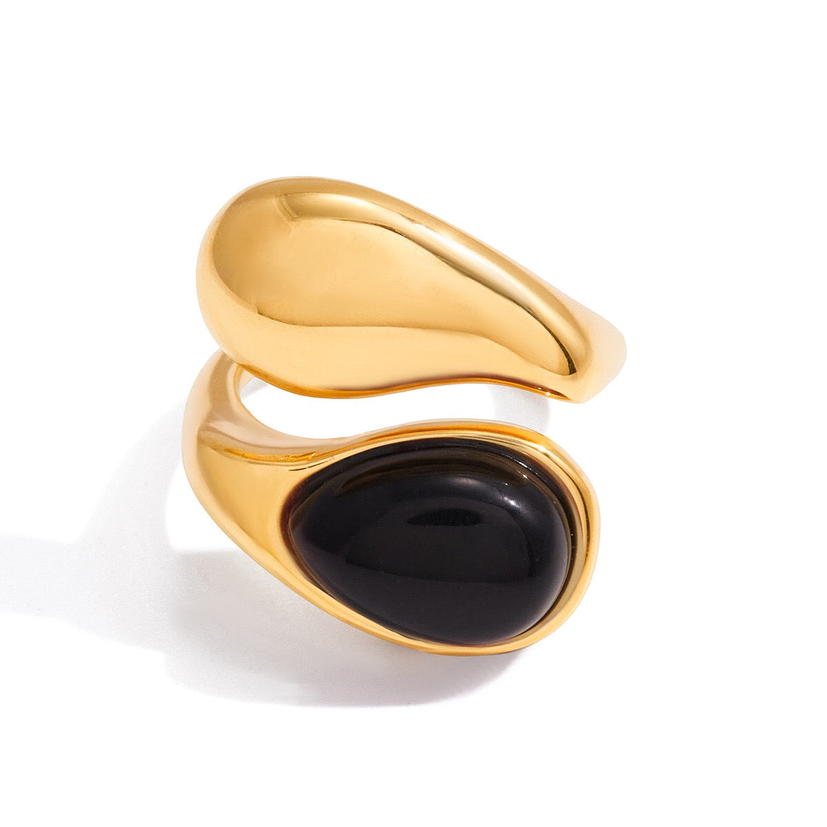 18K Gold Modern Royalty Gemstone Pearl Statement Ring