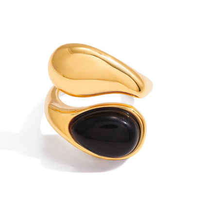 18K Gold Modern Royalty Gemstone Pearl Statement Ring