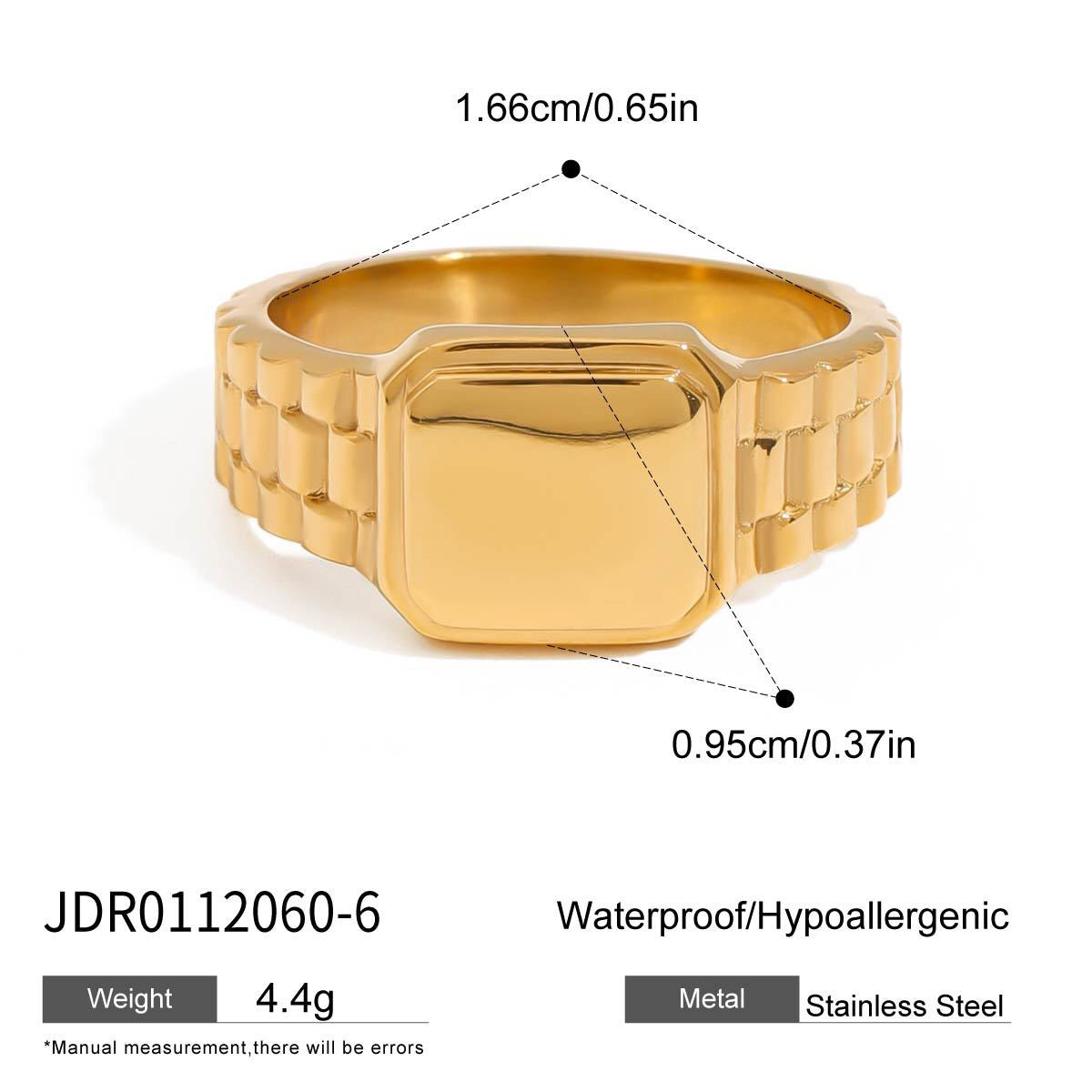 18K Gold Watch Band Flower Heart Statement CZ Stacking Ring