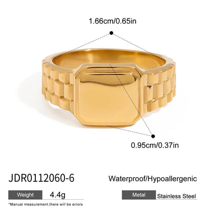 18K Gold Watch Band Flower Heart Statement CZ Stacking Ring
