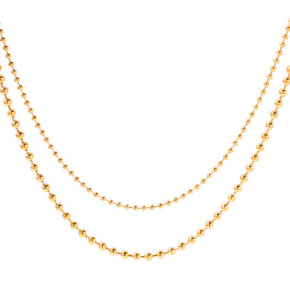 18K Gold Dainty Beaded Chain Layered Necklace Set