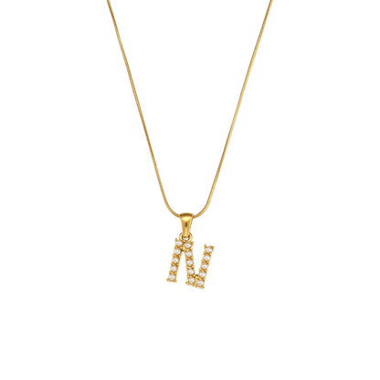 18K Gold Pearl Initial Pendant Necklace