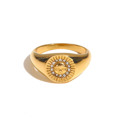 18K Gold Sun Signet Ring