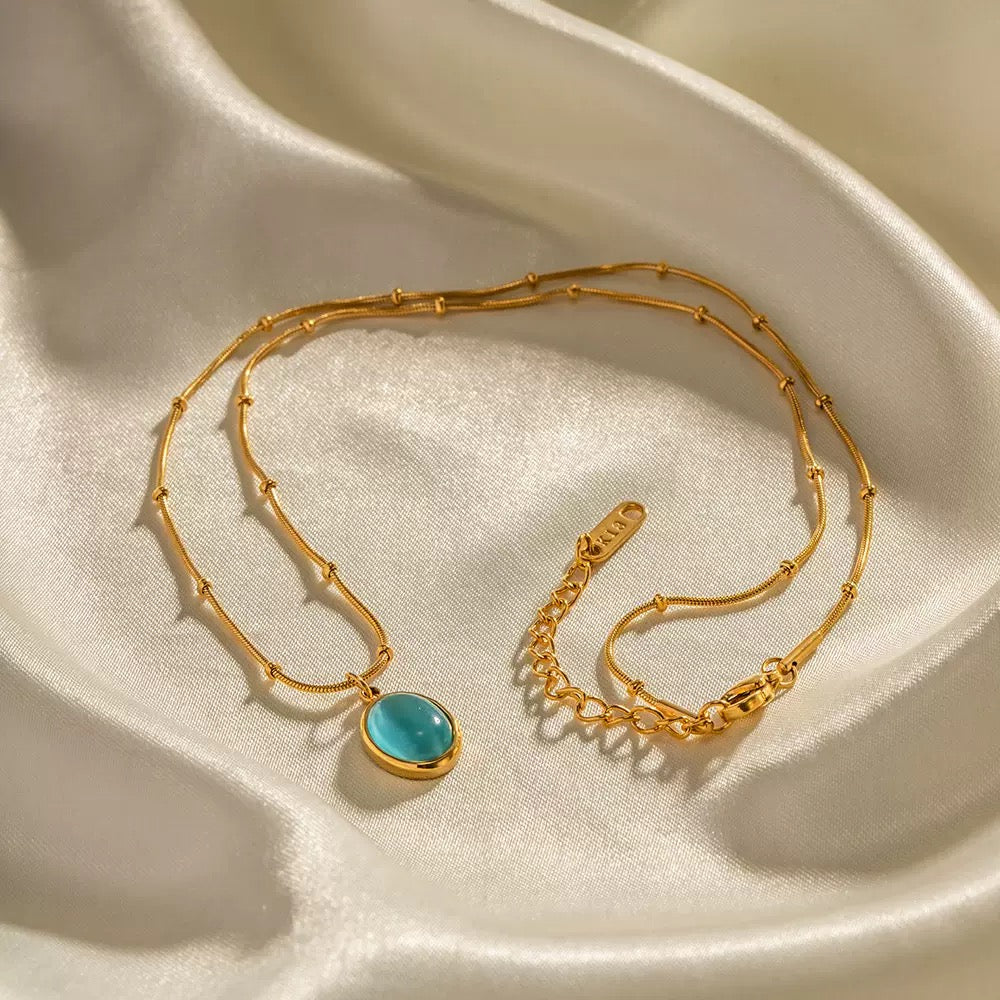 18K Gold Ocean Eye Pendant Necklace
