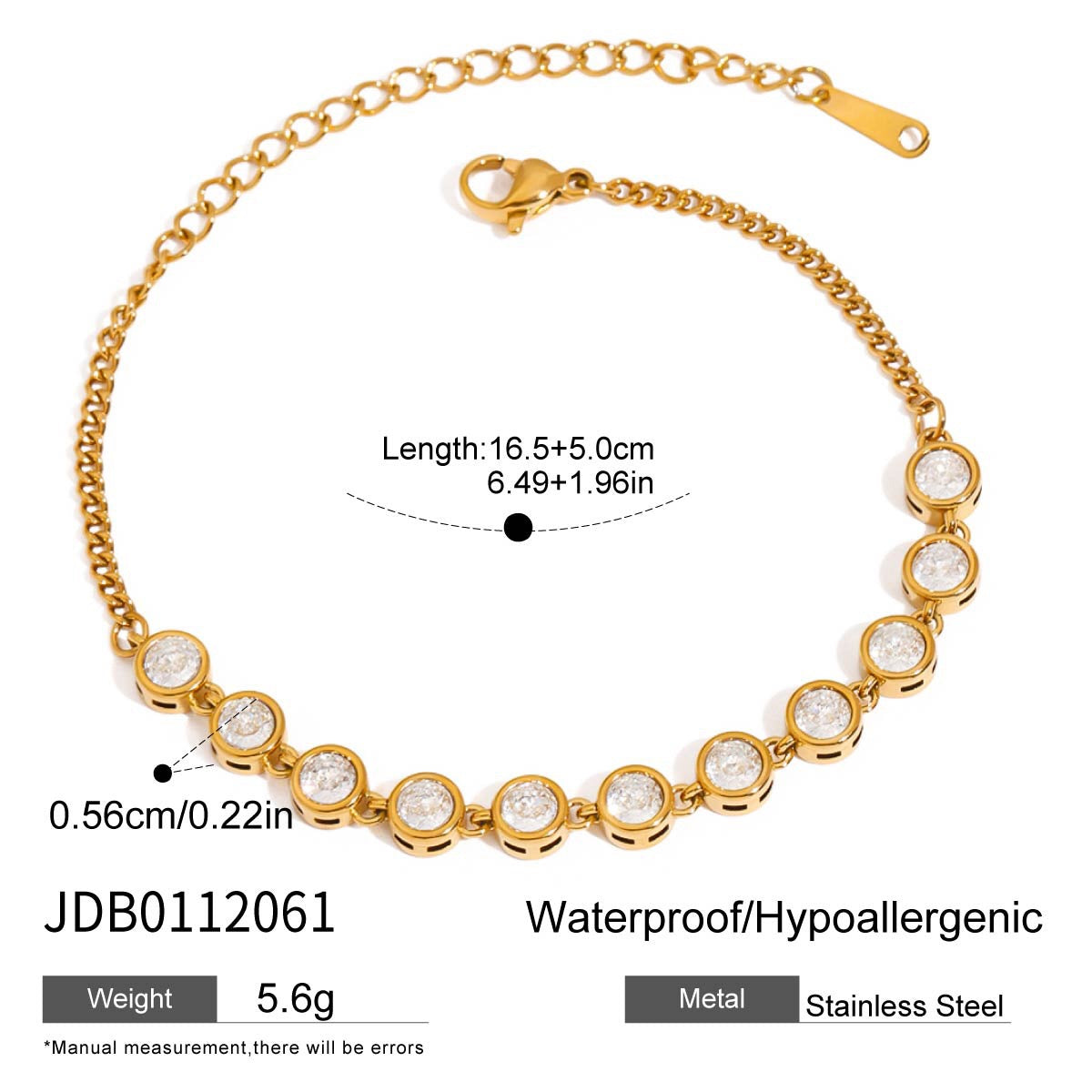 18K Gold Couture Ice Tennis Circle Chain Bracelet Stack
