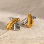 18K Gold Chunky X Statement Stud Earrings