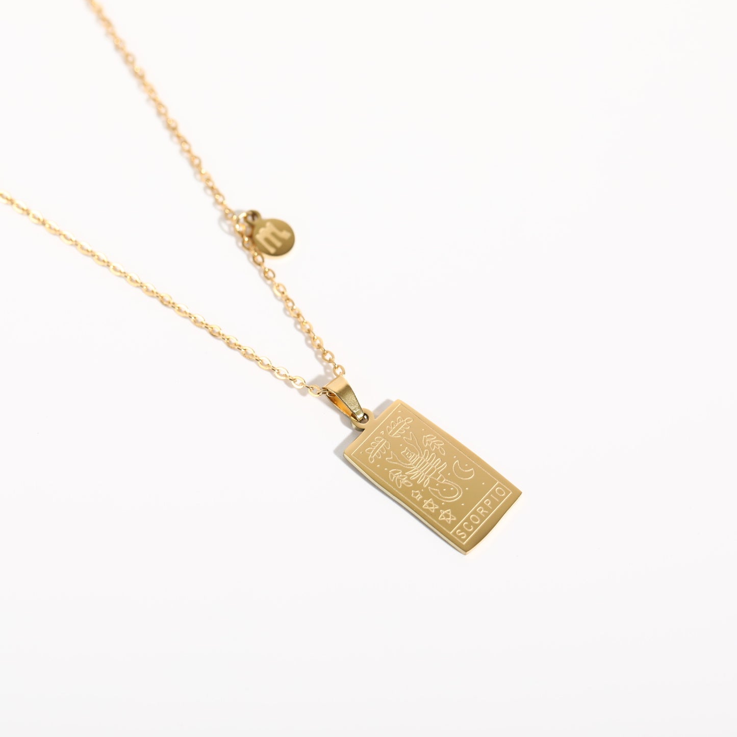 18K Gold Zodiac Plate Pendant Necklace