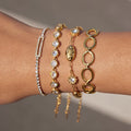 18K Gold Couture Ice Tennis Circle Chain Bracelet Stack