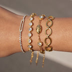 18K Gold Couture Ice Tennis Circle Chain Bracelet Stack