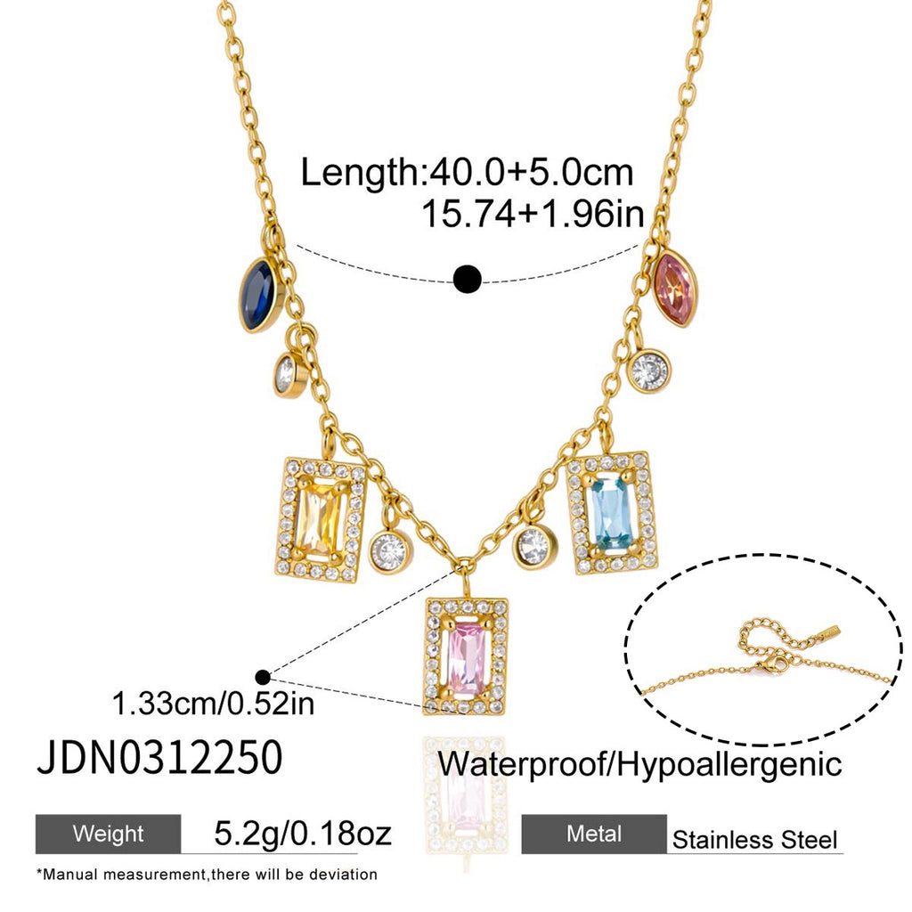 18K Gold Jewel Addiction Color Heart Statement Necklace