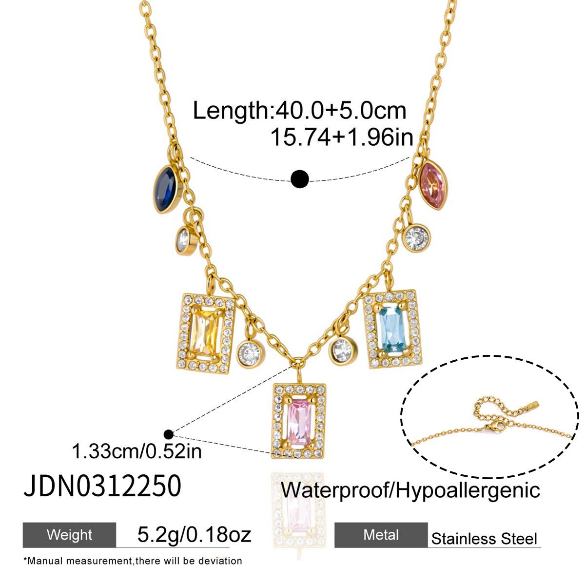 18K Gold Jewel Addiction Color Heart Statement Necklace