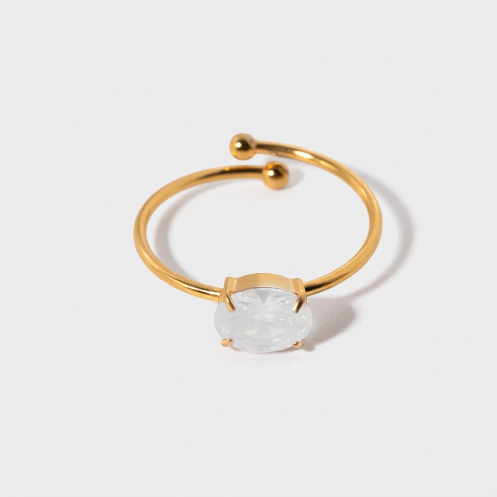 18K Gold Classic Gemstone Stacking Ring