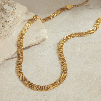18K Gold Chic Watch Band Chain Choker Necklace