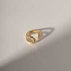 18K Gold Unique Wave Cuff Ring