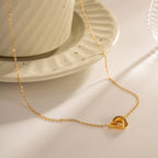 18K Gold Heart Locked Dainty Pendant Necklace