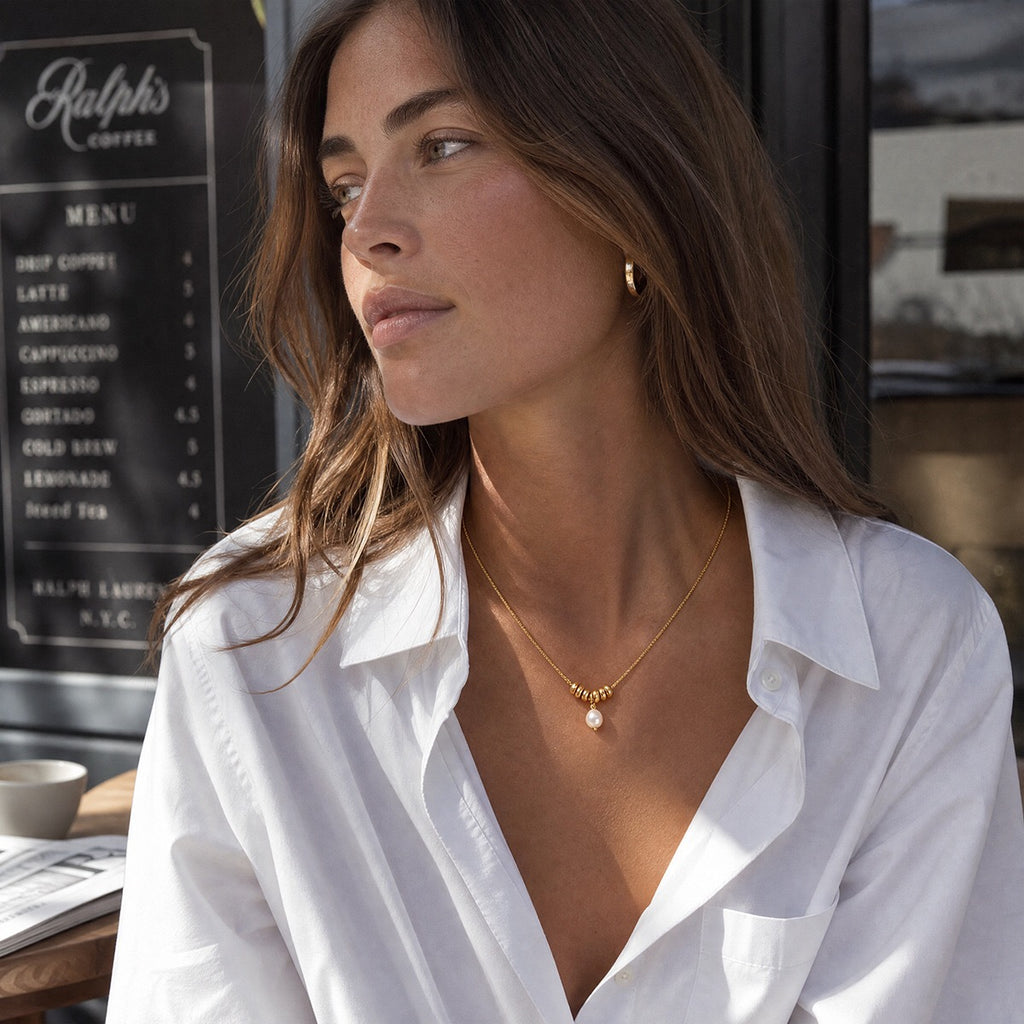 18K Gold Pearl Talk Simple Dainty Pendant Necklace