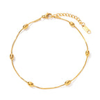 18K Gold Simple Beads Dainty Chain Anklet
