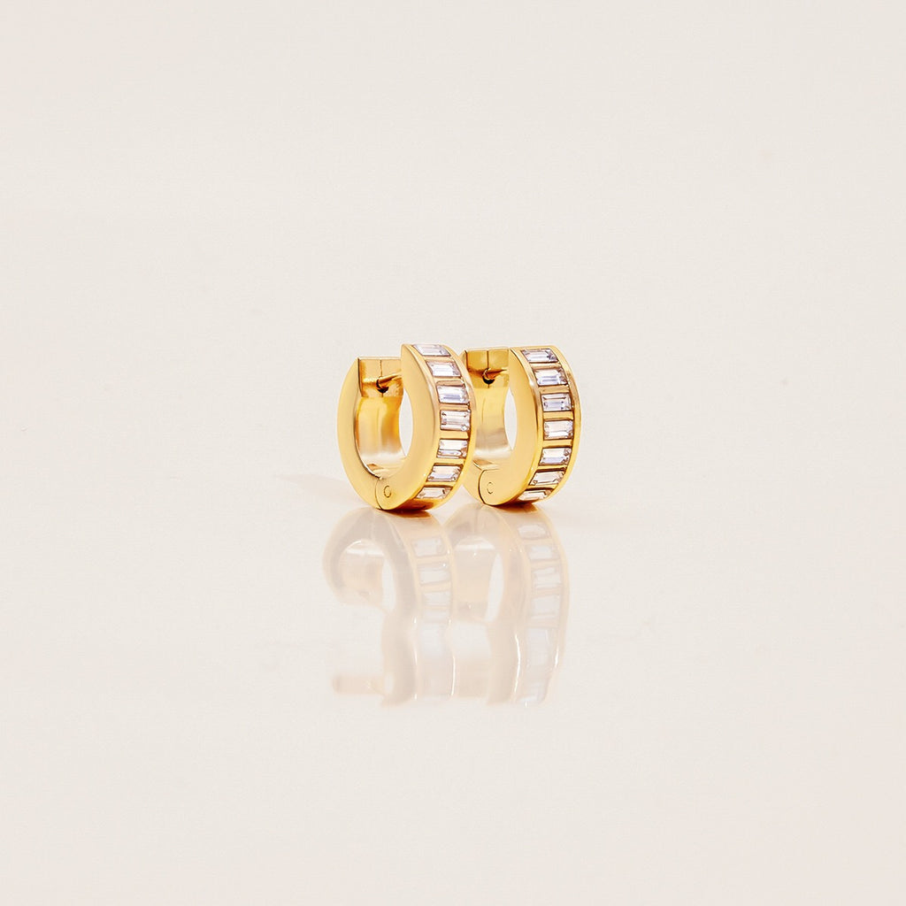 18K Gold Temptation Bling Small Hoop Huggie Earrings