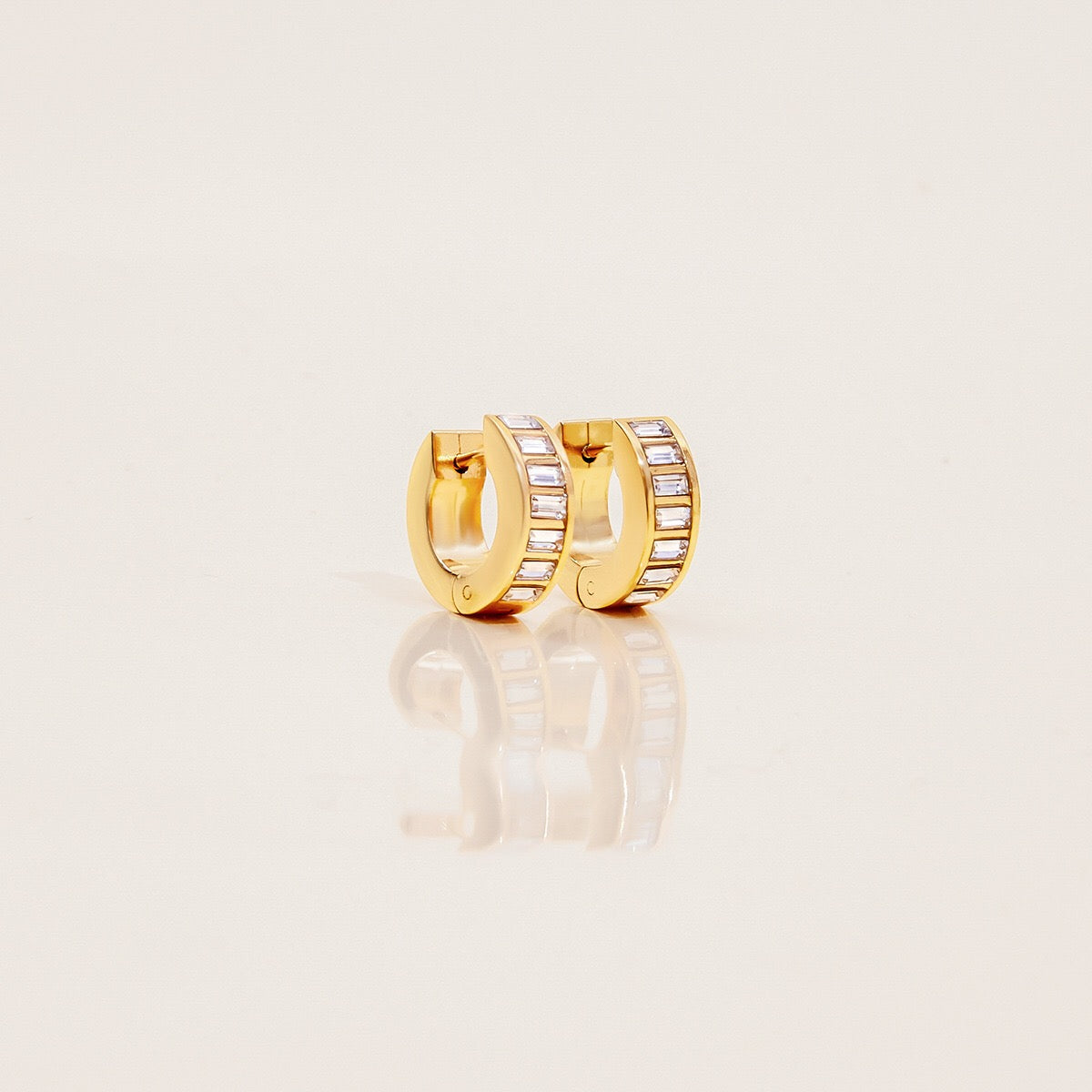 18K Gold Temptation Bling Small Hoop Huggie Earrings