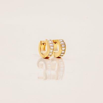18K Gold Temptation Bling Small Hoop Huggie Earrings