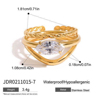 18K Gold Goddess Glow Four Leaf Clover Stacking Rings Set