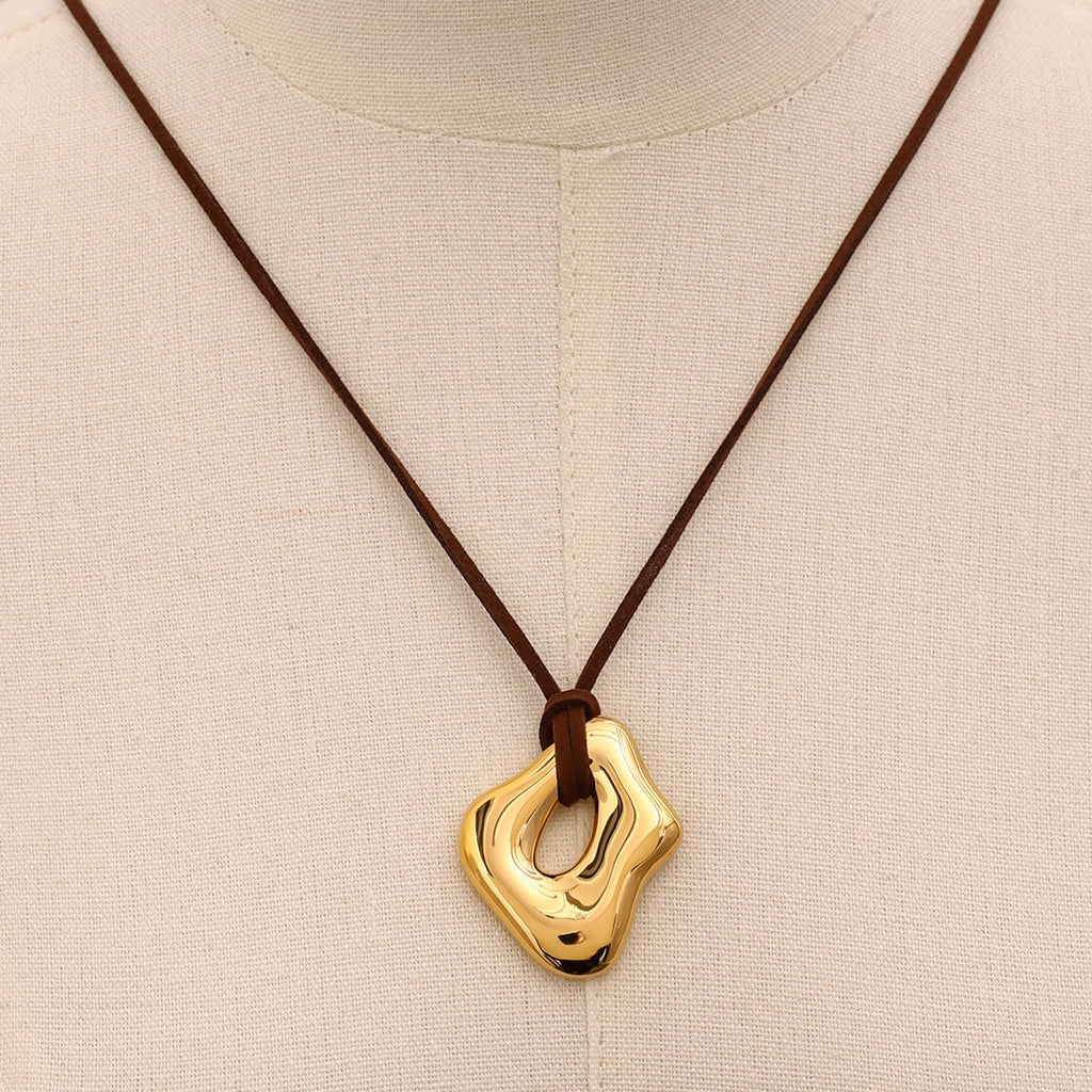 18K Gold Free Flow Geometric Statement Pendant Necklace