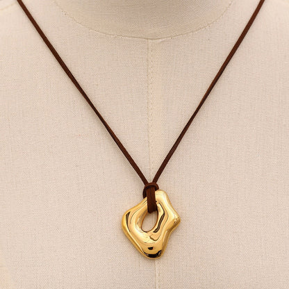 18K Gold Free Flow Geometric Statement Pendant Necklace