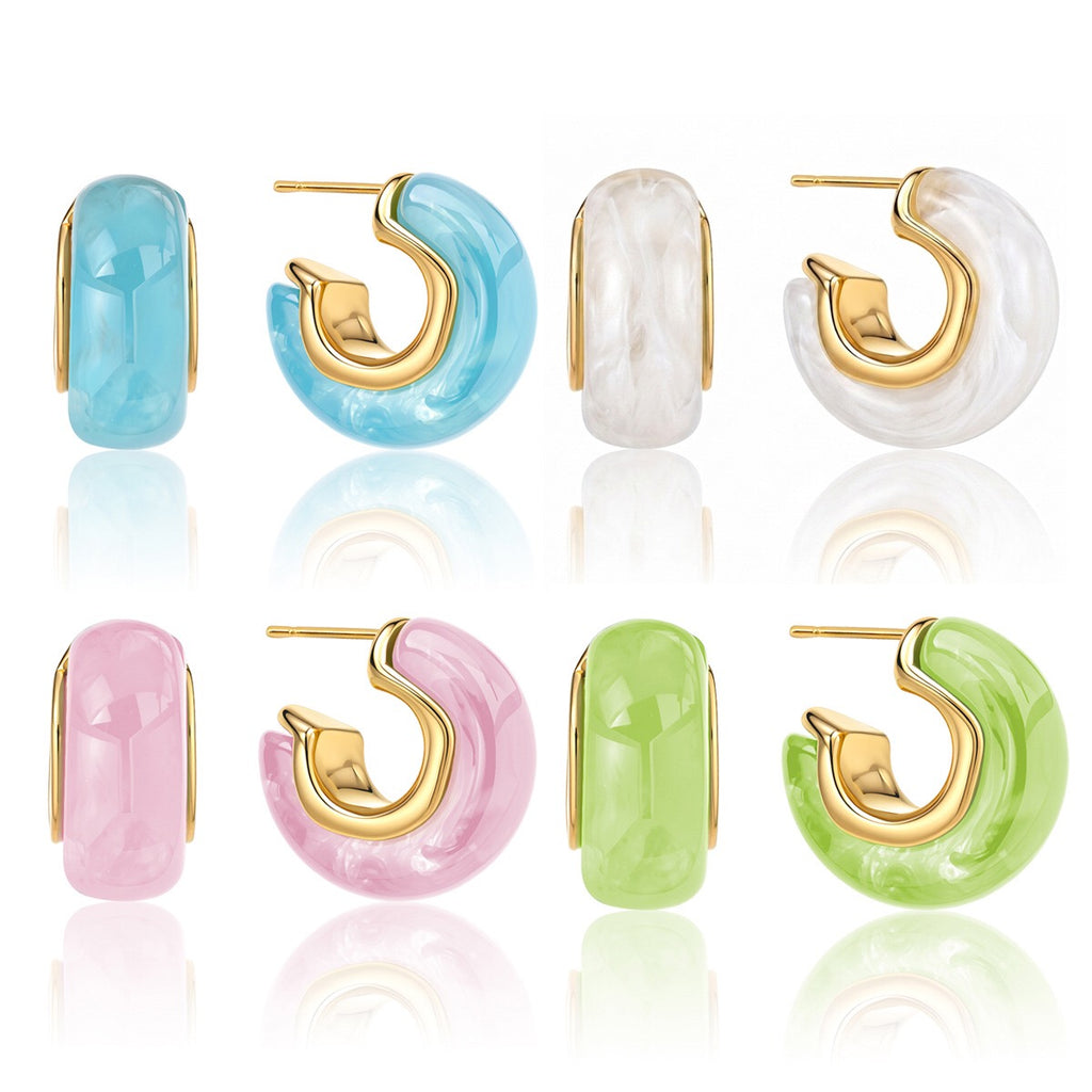 18K Gold Summer Gelato Chunky Hoop Huggie Earrings