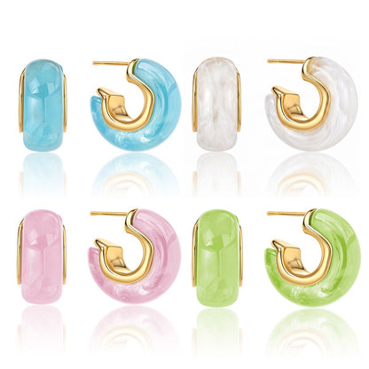 18K Gold Summer Gelato Chunky Hoop Huggie Earrings