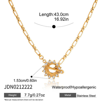 18K Gold Solstice Glow Sun Paperclip Chain Toggle Bracelet Jewelry Set