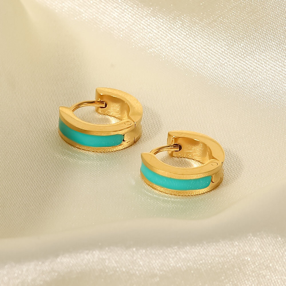 18K Gold Color Small Hoop Huggie Earrings