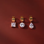 18K Gold Diamond Drip Small Hoop Dangle Huggie Earrings