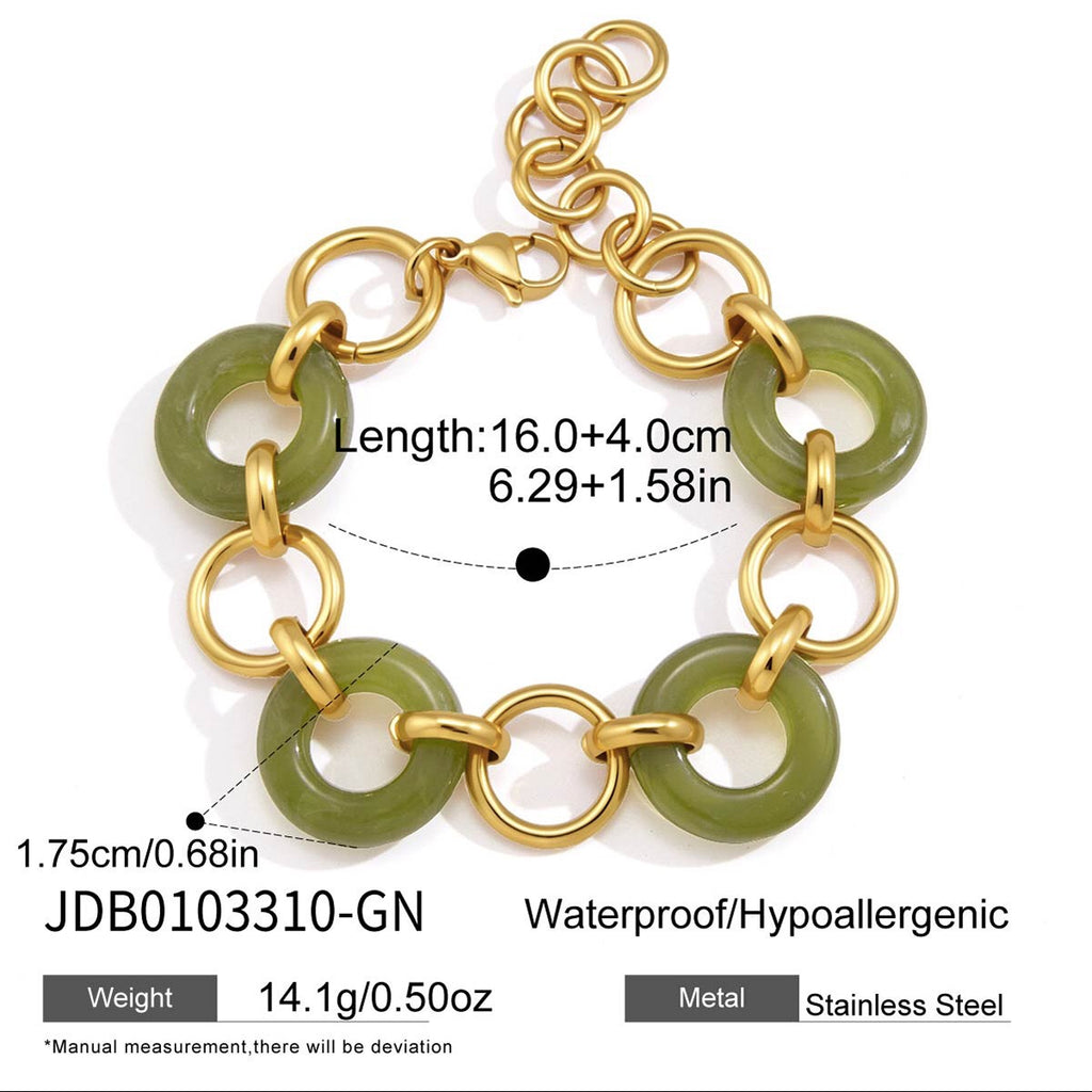 18K Gold Aura Loop Circle Chain Statement Bracelet