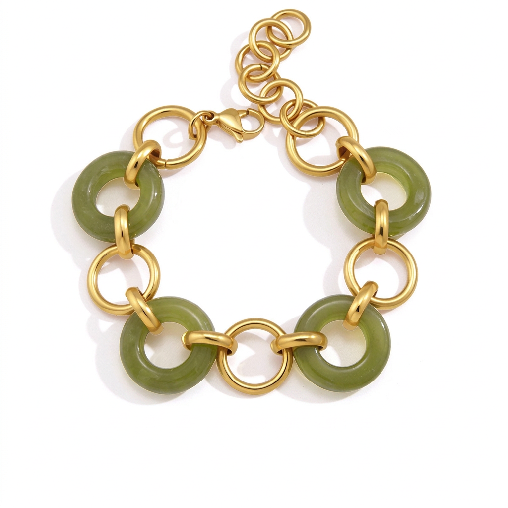 18K Gold Aura Loop Circle Chain Statement Bracelet
